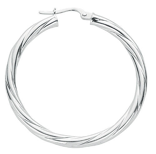 Sterling Silver Twisted Hoop Earrings