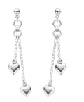 Sterling Silver 2-Strand Heart Drop Earrings