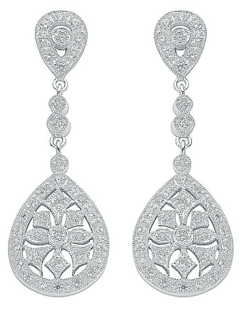 Sterling Silver Chandelier Cubic Zirconia Drop Earrings