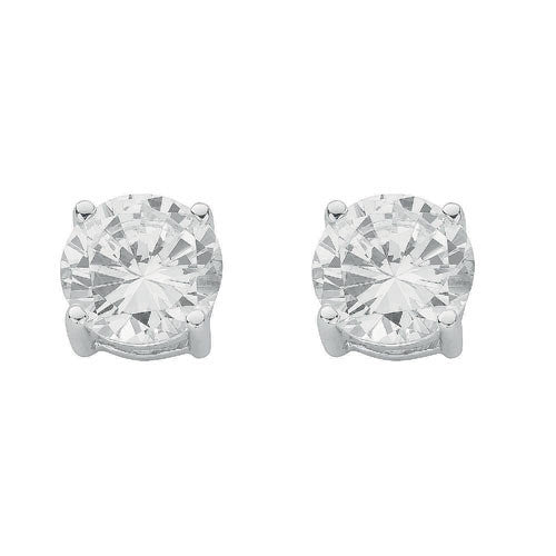 Sterling Silver Claw Set Cubic Zirconia 10mm Stud Earrings