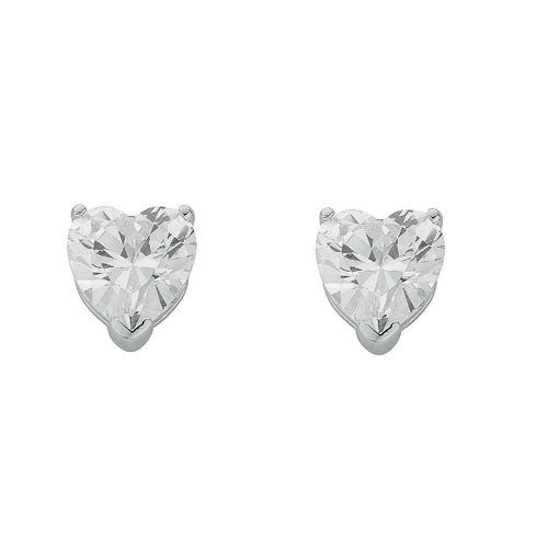 Sterling Silver Heart Cut Cubic Zirconia Stud Earrings