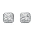 Sterling Silver Fancy Cluster Cubic Zirconia Stud Earrings