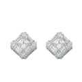 Sterling Silver Fancy Cluster Cubic Zirconia Stud Earrings