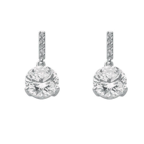 Sterling Silver Cubic Zirconia Drop Stud Earrings