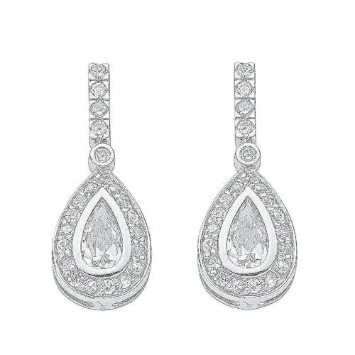Sterling Silver Fancy Cubic Zirconia Drops