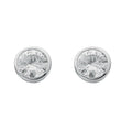 Sterling Silver Round Brilliant Cut Rub Over Setting 8mm Cubic Zirconia Stud Earrings