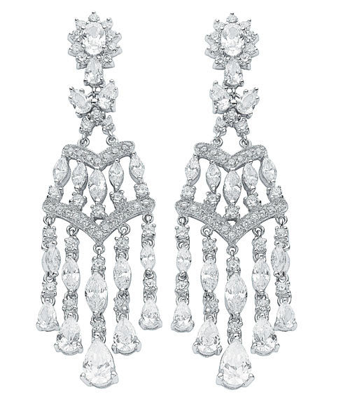 Sterling Silver Fancy Cubic Zirconia Chandelier Drops