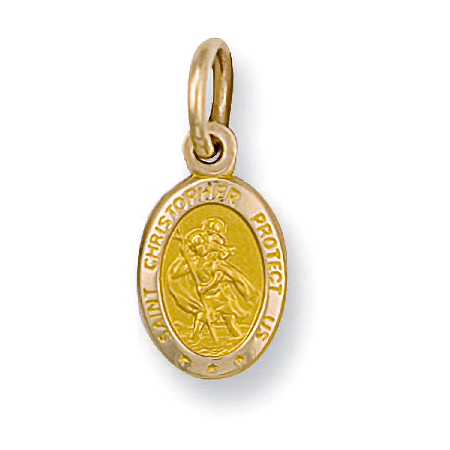 9ct Yellow Gold Oval Saint Christopher Protect Us Pendant