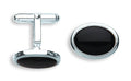 Sterling Silver Black Onyx Oval Cufflinks