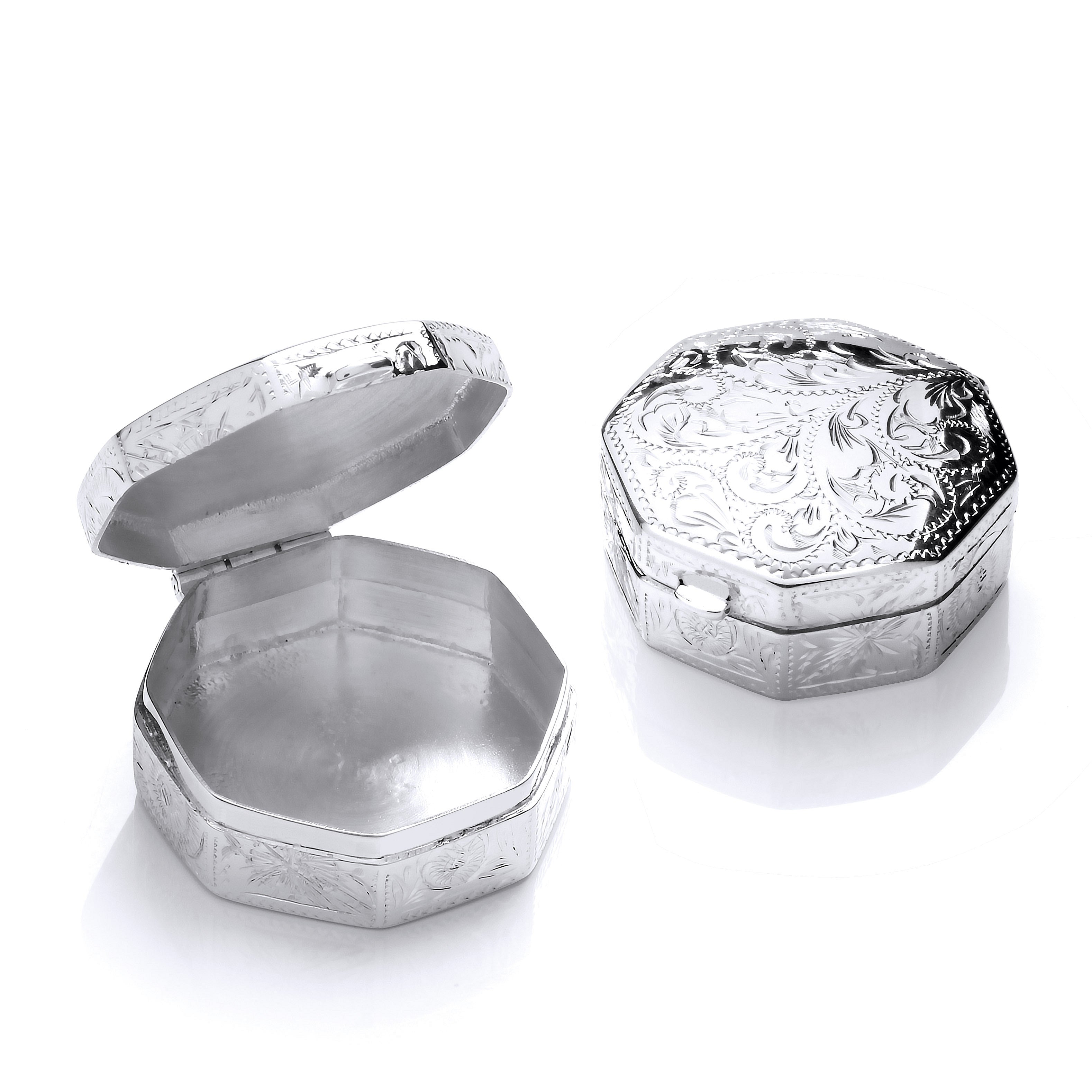 Sterling Silver Trinket (Pill) Octagon Design Box