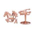 Sterling Silver Red Gold Coated Horse Cufflinks