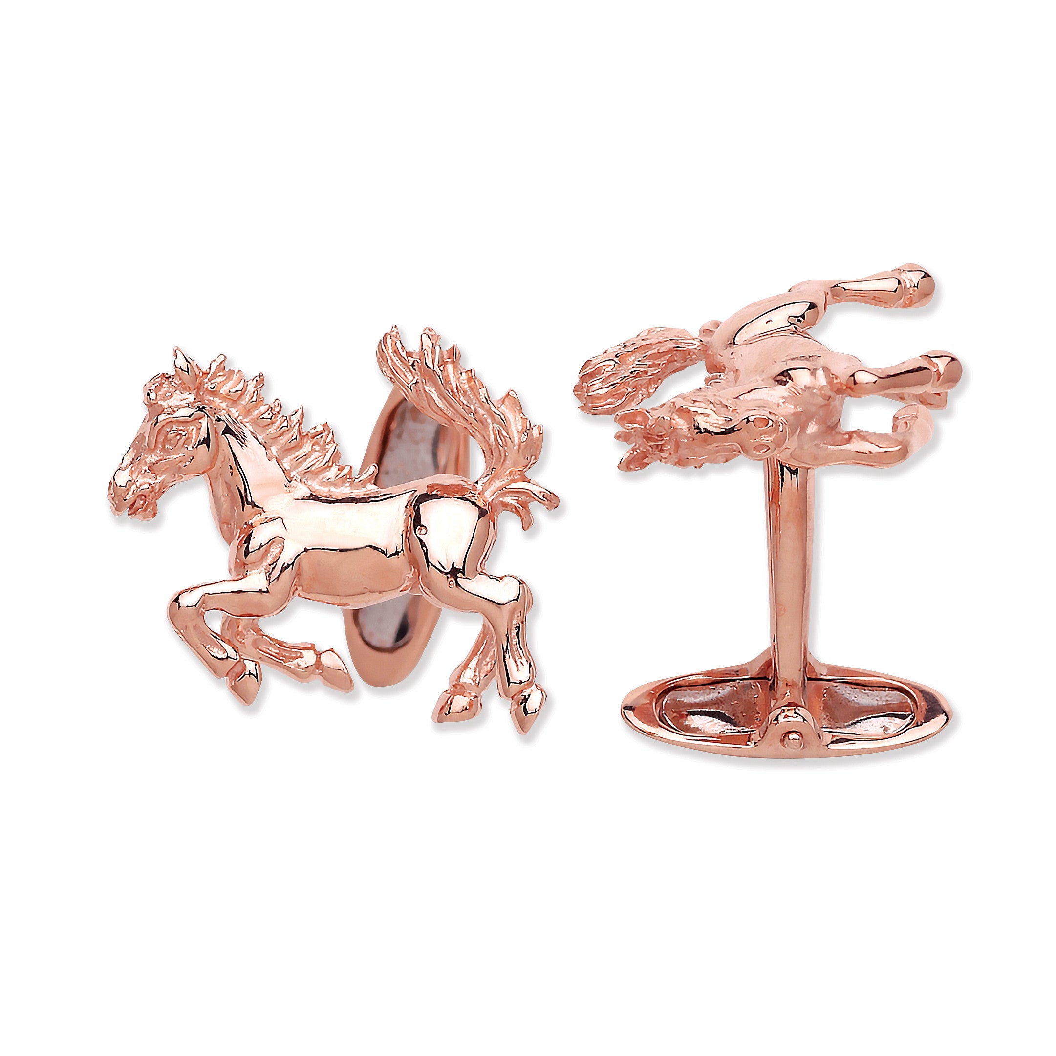Sterling Silver Red Gold Coated Horse Cufflinks