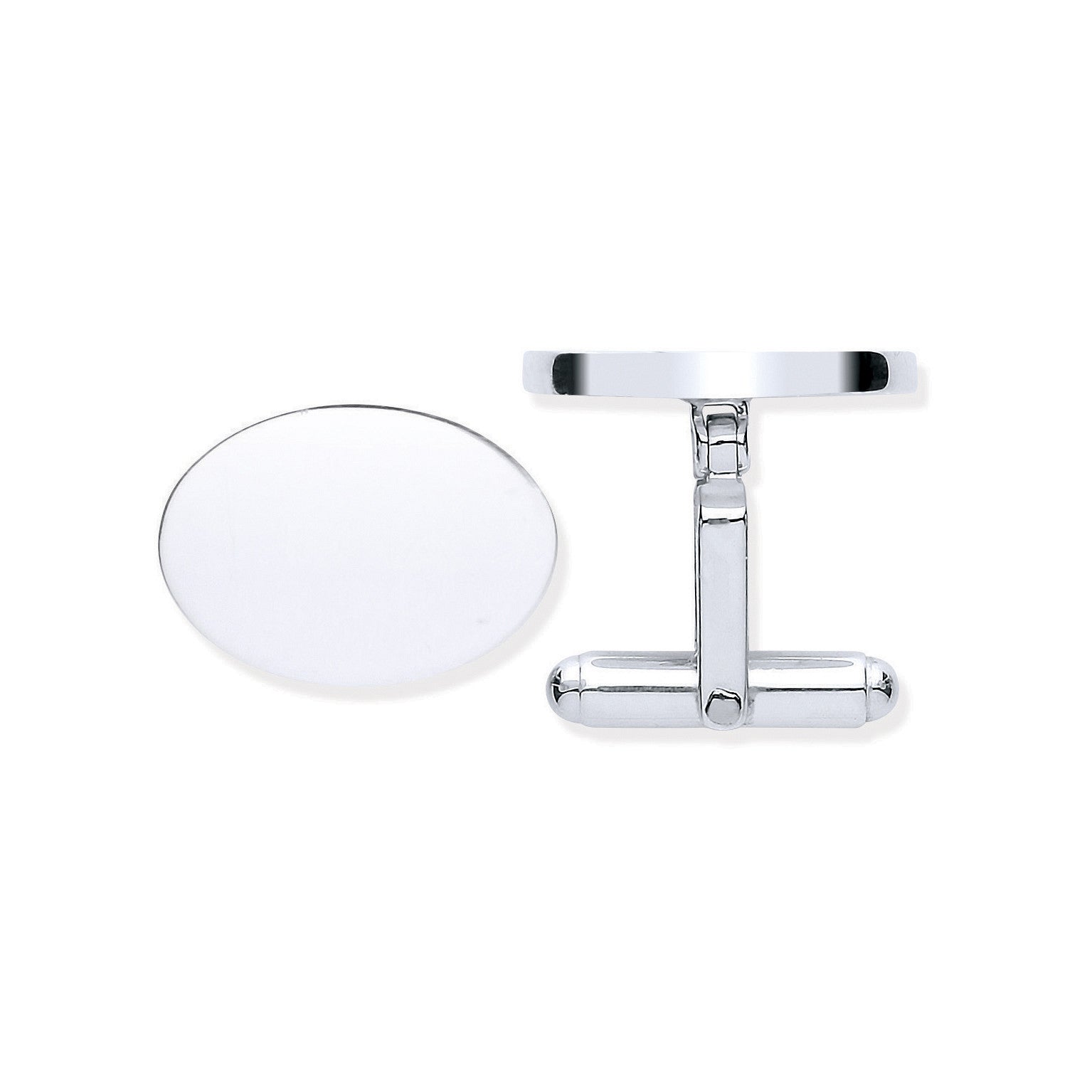 Sterling Silver Plain Oval Cufflinks