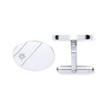 Sterling Silver Cubic Zirconia, Plain Oval Cufflinks