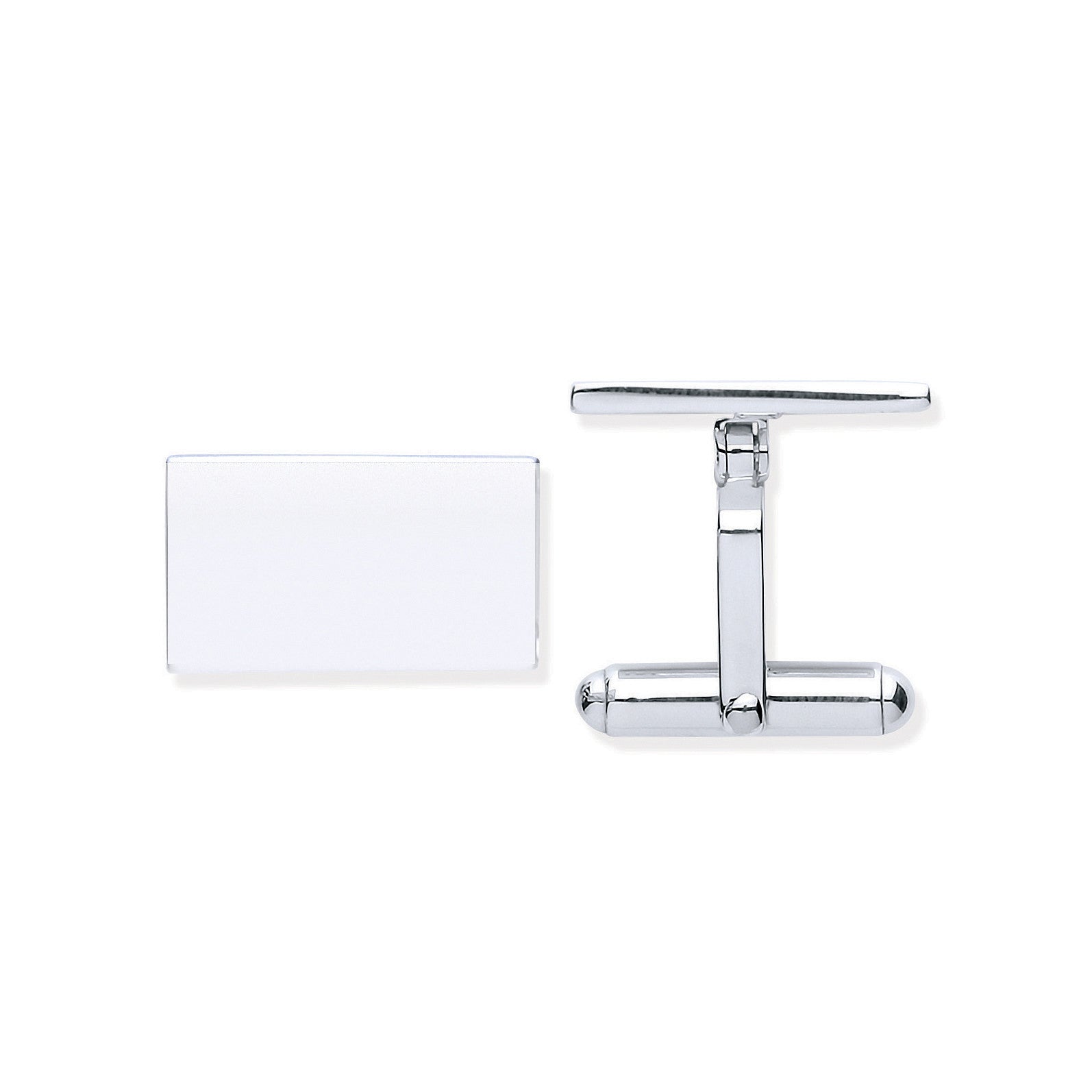 Sterling Silver Plain Rectangle Cufflinks