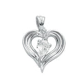 Sterling Silver Fancy Cubic Zirconia Heart Pendant