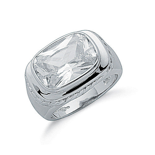 Sterling Silver Fancy Oval Cut Cubic Zirconia Ring