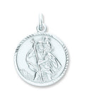 Sterling Silver St Christopher Diamond Cut, Plain Back Pendant