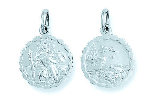 Sterling Silver Double Sided Fancy St Christopher Pendant