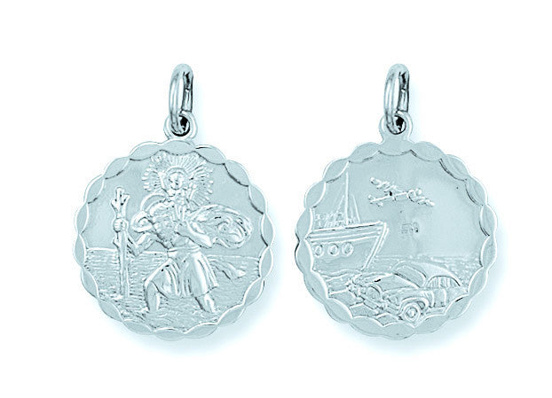 Sterling Silver Double Sided Fancy St Christopher Pendant