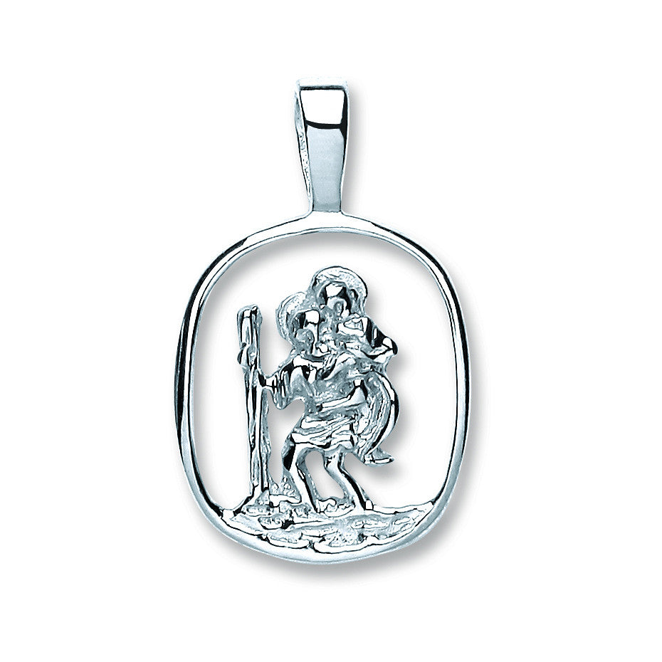 Sterling Silver Cut Out St Christopher Pendant