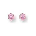 9ct Yellow Gold 4mm Claw Set Pink Cubic Zirconia Studs