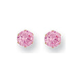 9ct Yellow Gold 5mm Claw Set Pink Cubic Zirconia Studs