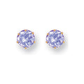 9ct Yellow Gold 6mm Claw Set Lavander Cubic Zirconia Studs