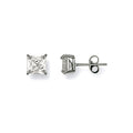 9ct White Gold 6mm Claw Set Princess Cut Cubic Zirconia Studs