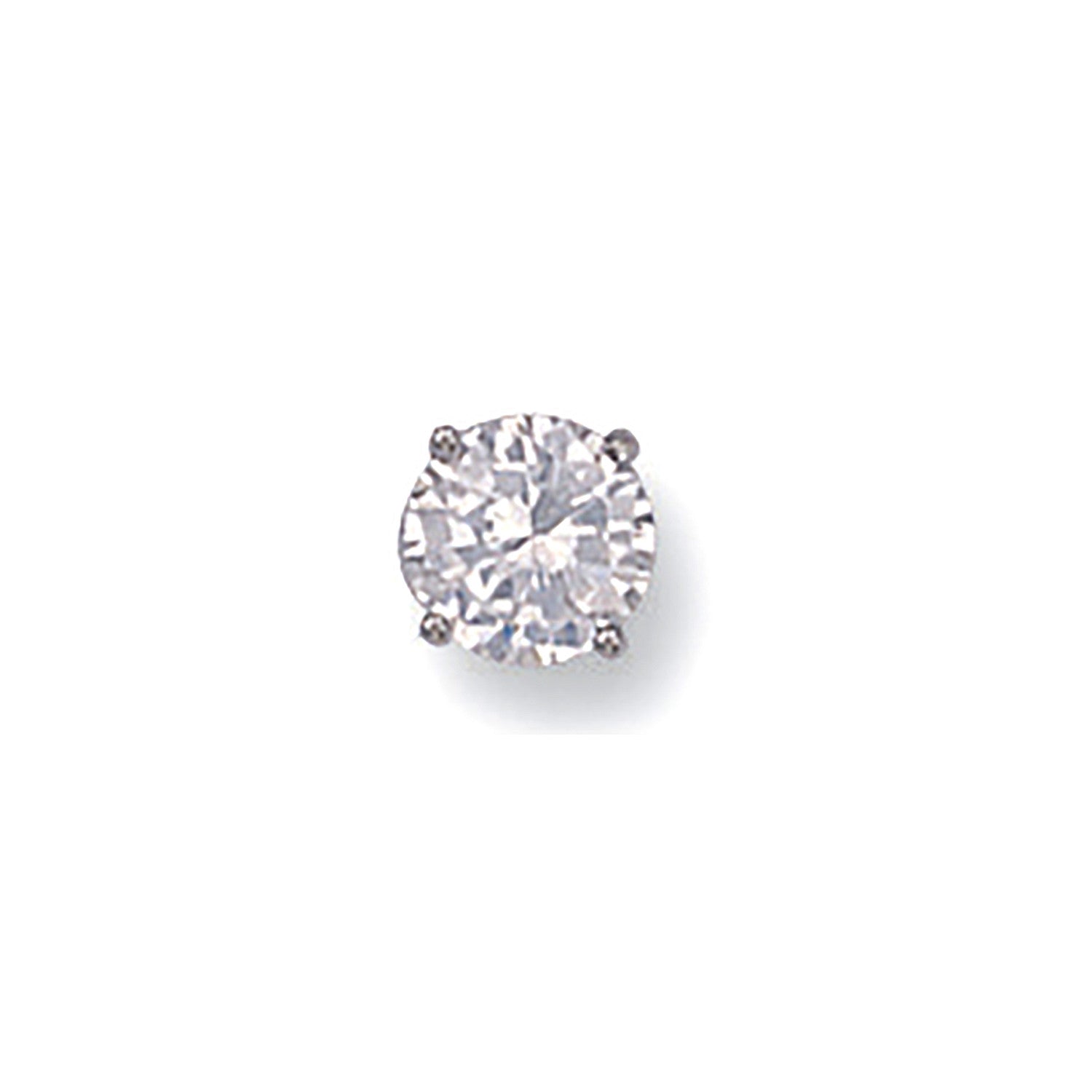 9ct White Gold Gents Claw Set 6mm Cubic Zirconia Man Stud