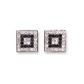 9ct White Gold Black & White Cubic Zirconia Square Studs