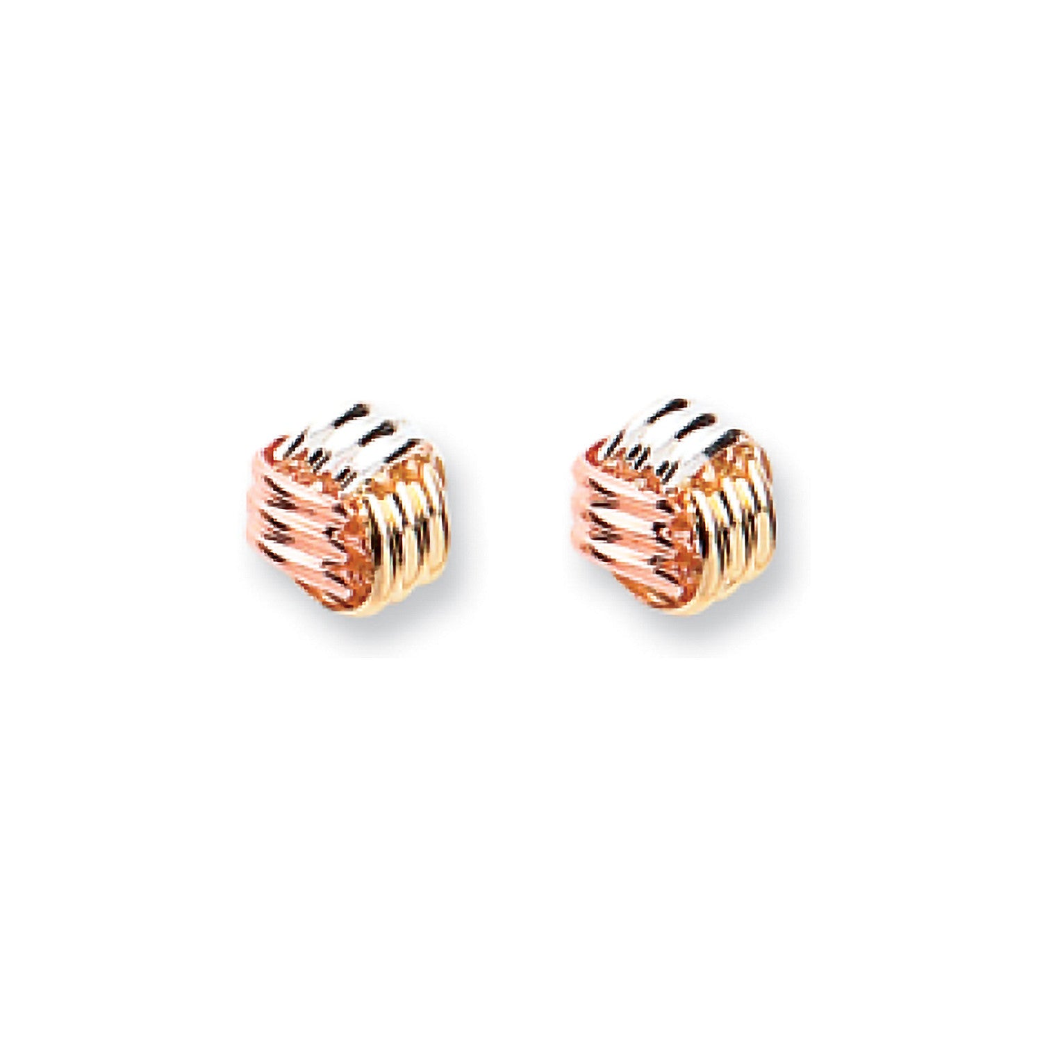 9ct Yellow White & Red Gold Fancy Knot Studs