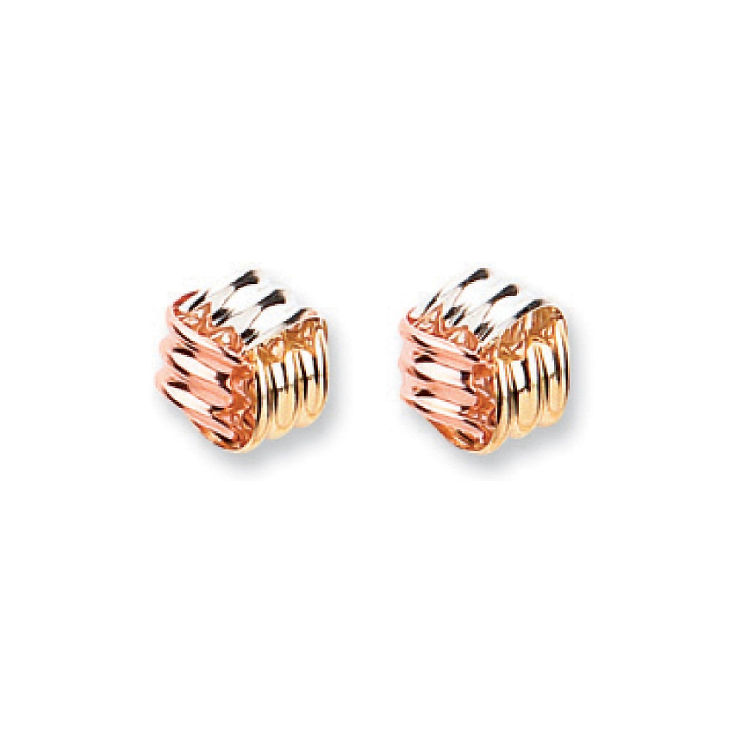 9ct Yellow White & Red Gold Fancy Knot Studs