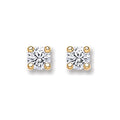 9ct Gold 4.0mm Round Brilliant Cubic Zirconia Studs
