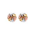 9ct Yellow, White & Red Gold Tight Knot Studs