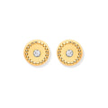 9ct Yellow Gold 6mm Ribbed Edge with Cubic Zirconia Studs
