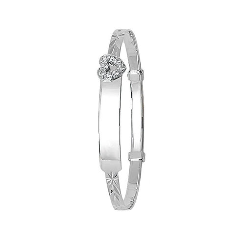 9 Carat (375) Yellow Gold Babies' White Diamond Cut Expandable 3mm ID Bangle — 3.2g
