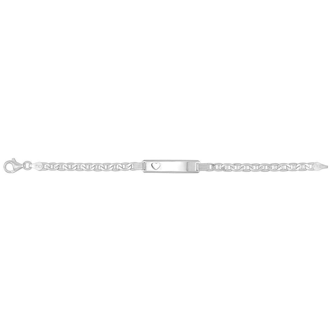 925 Sterling Silver Babies' Anchor Cut Out Heart ID Bracelet — 4.9g