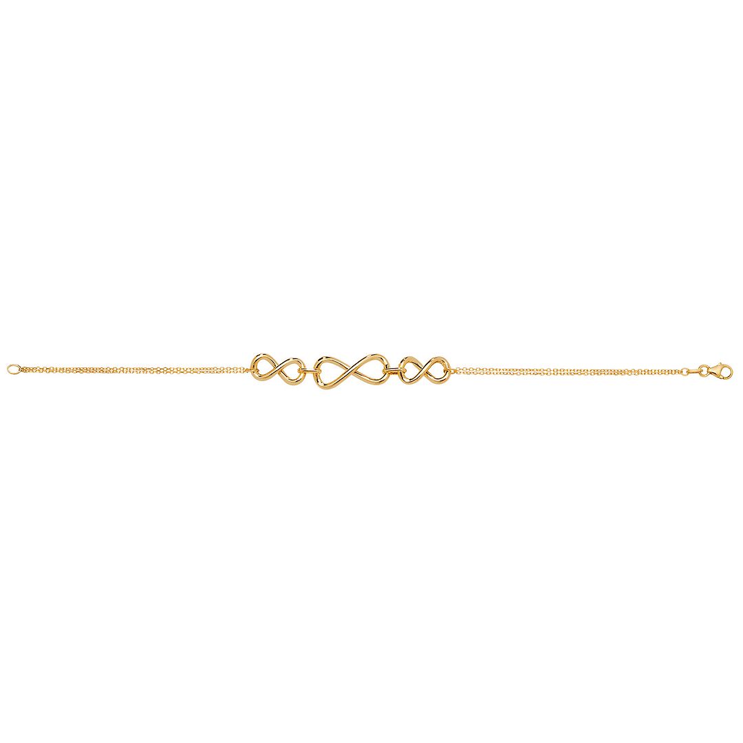 9 Carat (375) Yellow Gold Ladies' 7.5 Inch Triple Infinity Bracelet — 2.2g