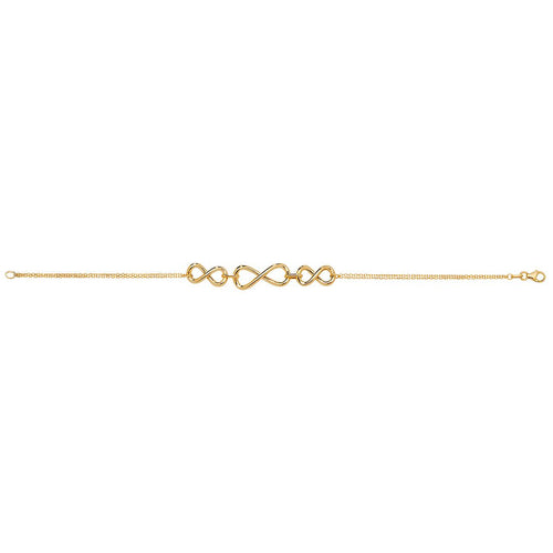 9 Carat (375) Yellow Gold Ladies' 7.5 Inch Triple Infinity Bracelet — 2.2g