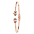 925 Sterling Silver Ladies' Rose Plated Crystal Torc Bangle — 7.2g