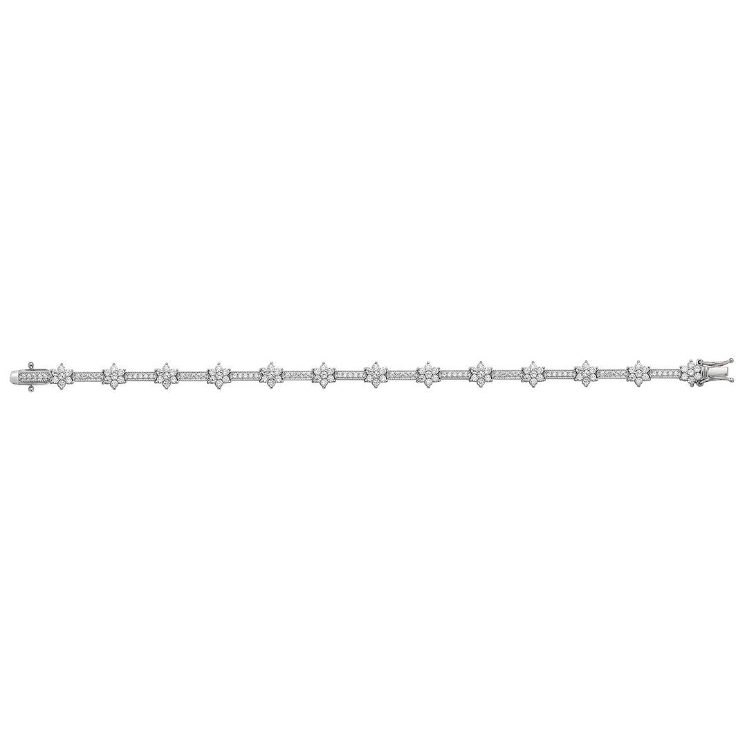 925 Sterling Silver Ladies' Flower Bracelet — 12.0g