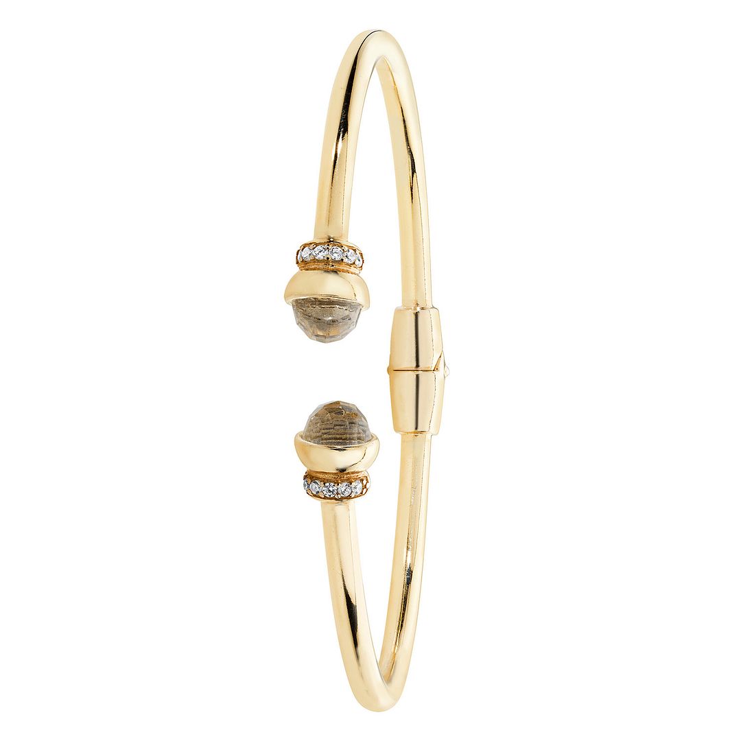 925 Sterling Silver Ladies' Plated Crystal Torc Bangle — 7.2g
