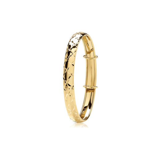 9 Carat (375) Yellow Gold Babies' Diamond Cut Baby Expanding Bangle — 3.1g
