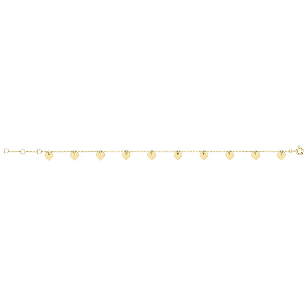 9 Carat (375) Yellow Gold Unisex Heart Charms Bracelet — 1.3g