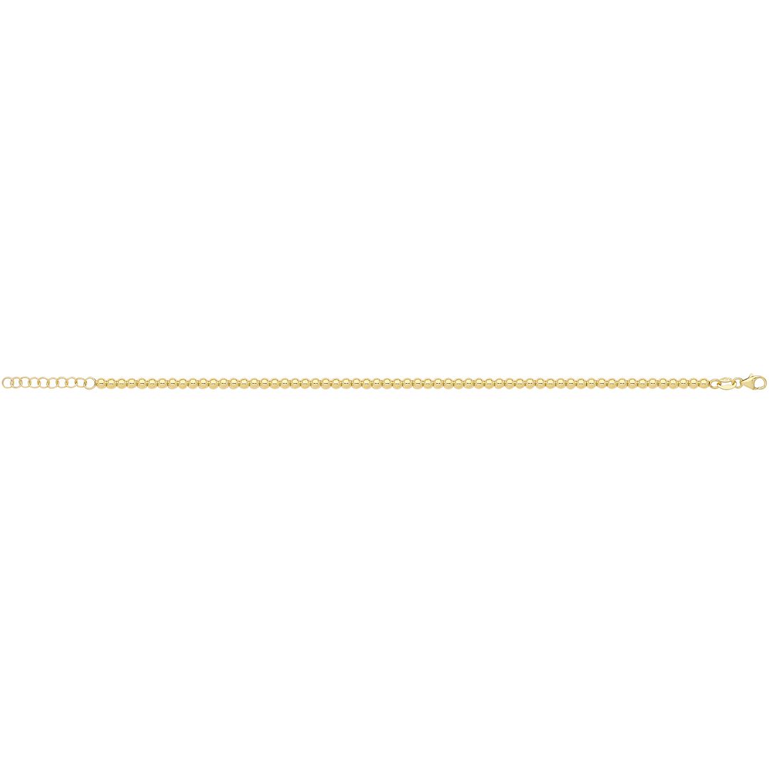 9 Carat (375) Yellow Gold Unisex 7 inches Beaded Bracelet — 4.7g