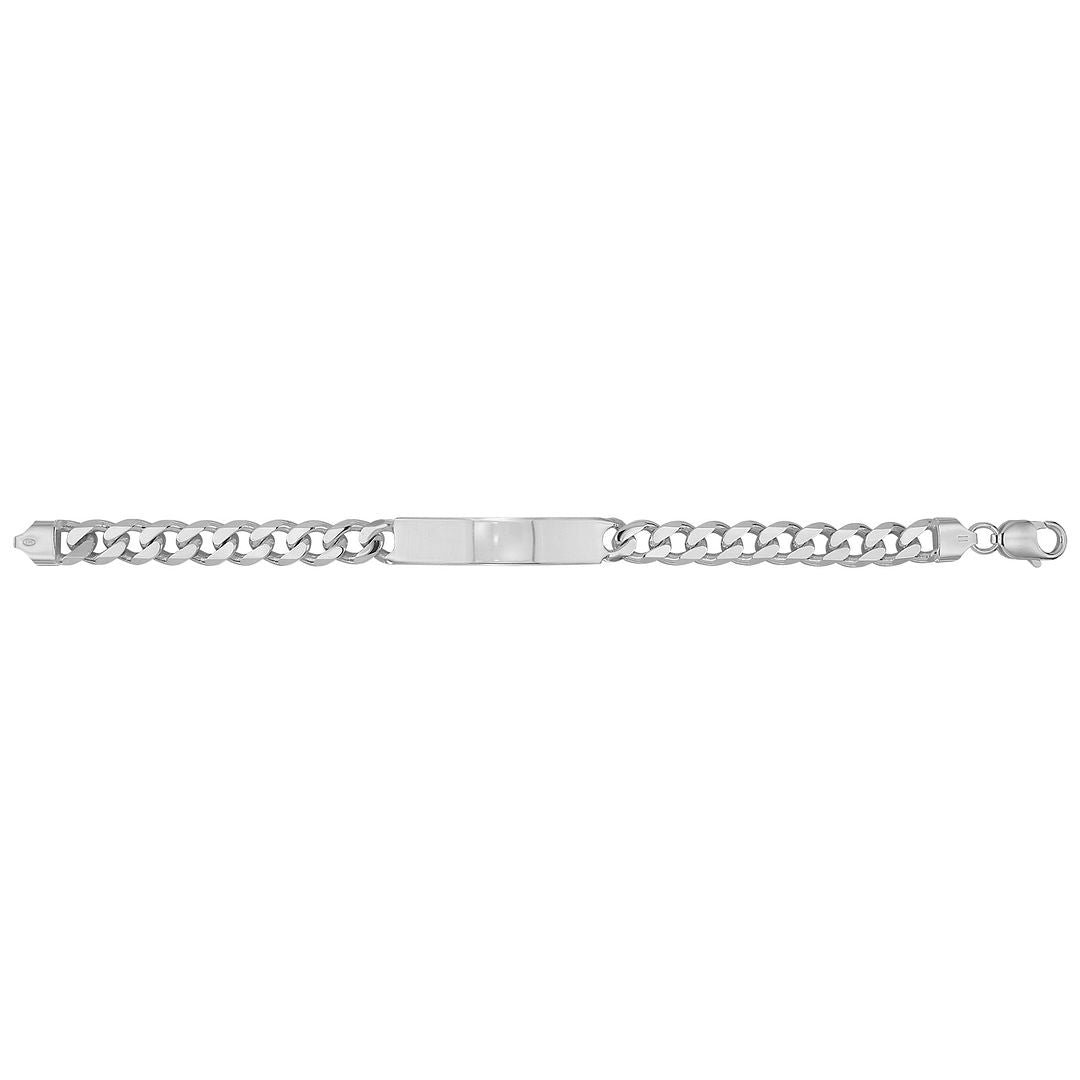 925 Sterling Silver Unisex Gents Curb ID Bracelet — 31.6g