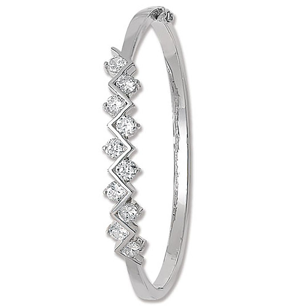 925 Sterling Silver Ladies' Oval Hinged Bangle — 16.4g