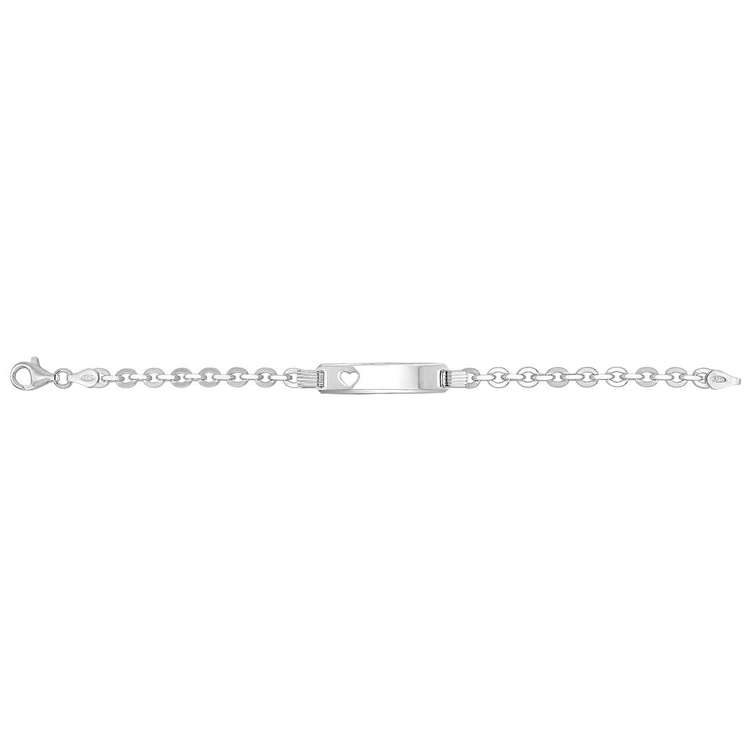 925 Sterling Silver Babies' Trace Cut Out Heart ID Bracelet — 4.8g