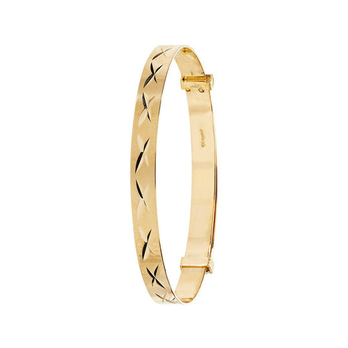 9 Carat (375) Yellow Gold Babies' Diamond Cut Expandable 4mm Bangle — 2.6g